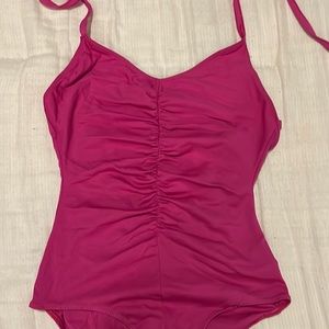 Hot Pink. Vintage bathing suit body suit leotard . Small
